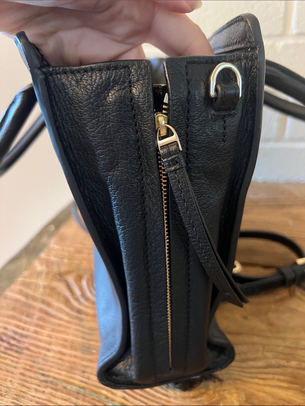 Tory Burch Black Pebbled Leather Satchel with Detachable Strap - Picture 7 of 13